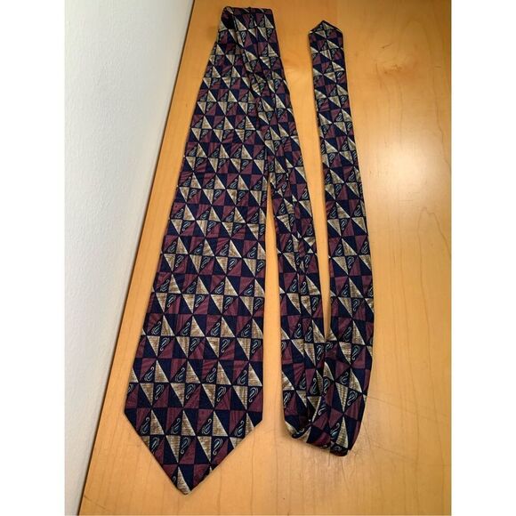 ROBERT TALBOTT Geometric Silk NeckTie-Blue/Purple Pointed Designer 3.5”W EUC - Picture 7 of 7